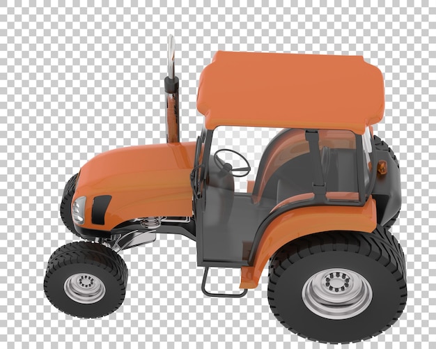 Middelgrote landbouwtractor op transparante achtergrond 3d teruggevende illustratie