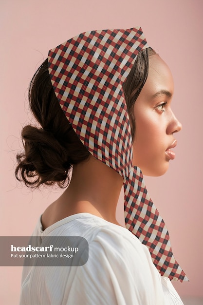 Middelgrote vrouw met hoofddoek.