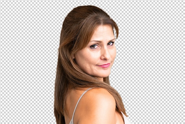 PSD middle age woman over isolated background portrait