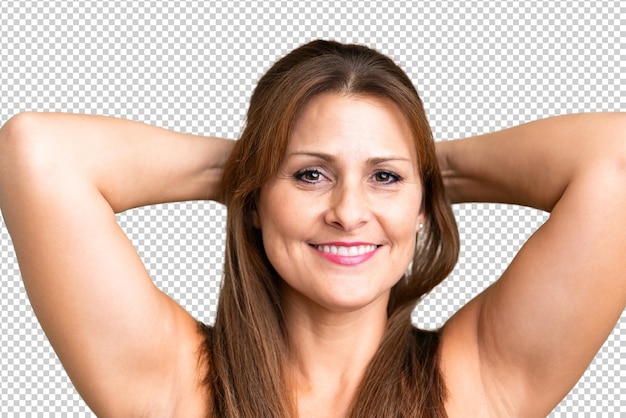 PSD middle age woman over isolated background portrait