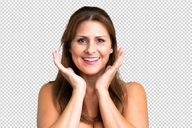 PSD middle age woman over isolated background portrait