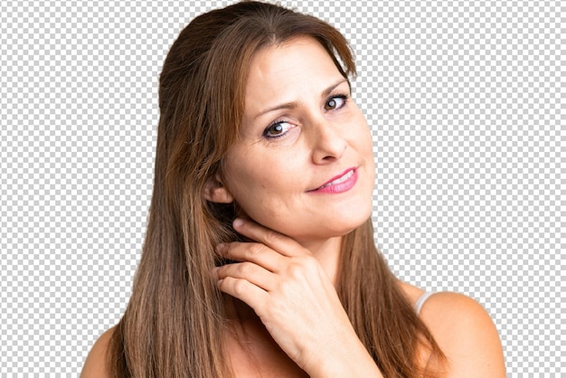 PSD middle age woman over isolated background portrait