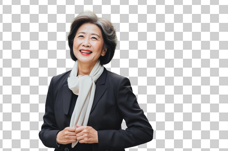 PSD 고립된 크로마 키 배경의 중년 중국 여성