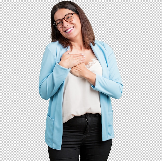 Middle aged woman doing a romantic gesture, in love with someone or showing affection for some friend