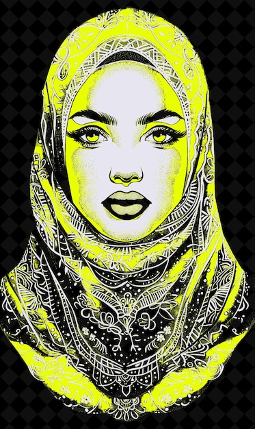 PSD middle eastern woman portrait wearing a hijab and an abaya w vivid color design png collections