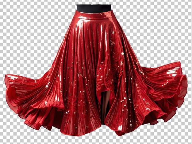 PSD midi red flared skirt with pleats isolated on white background front view vector illustration