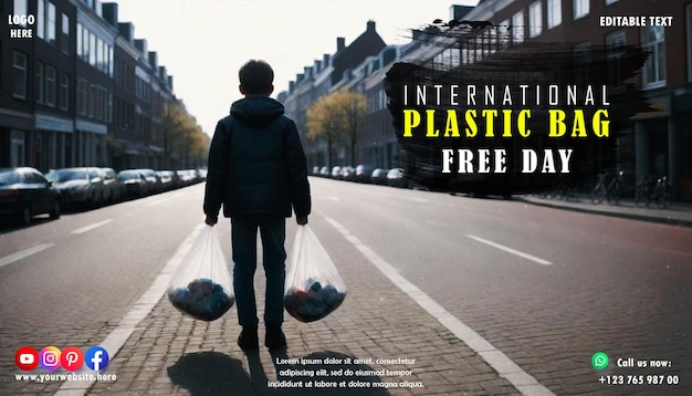 PSD międzynarodowy dzień bez plastikowych toreb psd - plakat i baner dla mediów społecznościowych