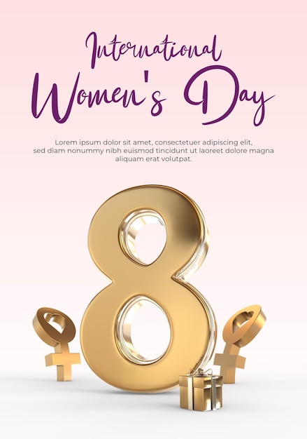 Międzynarodowy Dzień Kobiet 8 Marca Renderowania 3d