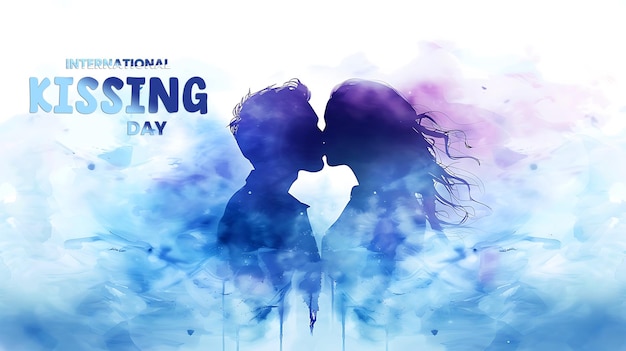 PSD międzynarodowy dzień pocałowania z miłością para całująca się razem