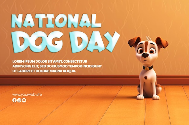 Międzynarodowy Dzień Psa Pozdrowienia Projekt Postu W Mediach Społecznościowych Z Tłem Kreskówki Psa