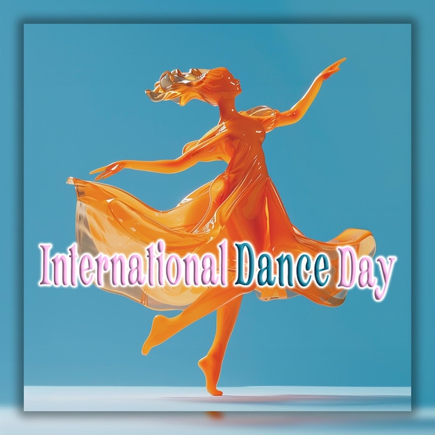 PSD międzynarodowy dzień tańca kwadratowy ulotka dla festiwalu tańca z wykonawcą tła