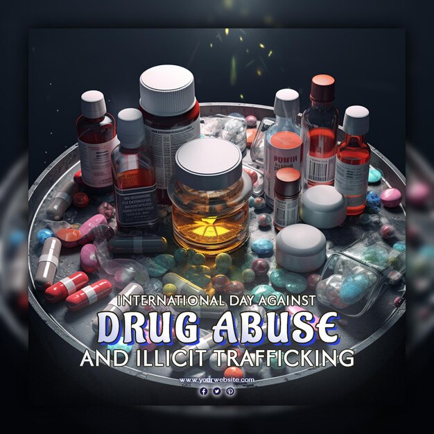Międzynarodowy Dzień Zwalczania Nadużywania Narkotyków I Nielegalnego Handlu Narkotykami For Social Media Post