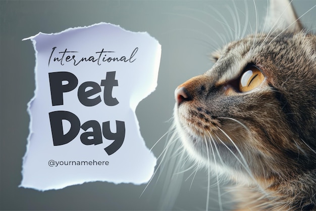 PSD międzynarodowy dzień zwierząt domowych szablon baner pies i kot tło z minimalistycznym tłem
