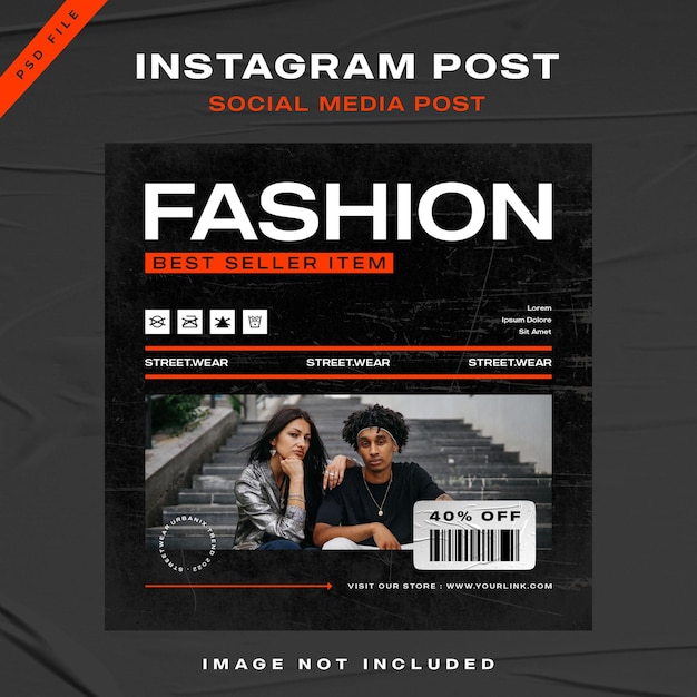 Miejska moda w mediach społecznościowych szablon postu na instagramie Premium Psd