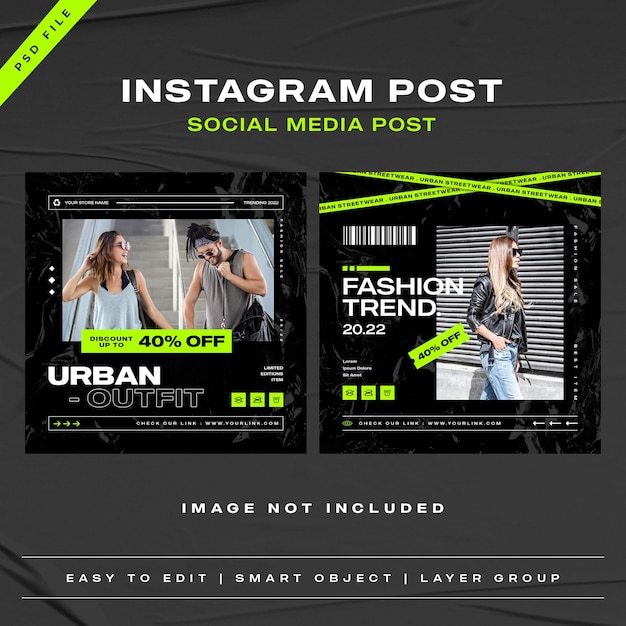Miejska moda w mediach społecznościowych szablon postu na instagramie Premium Psd