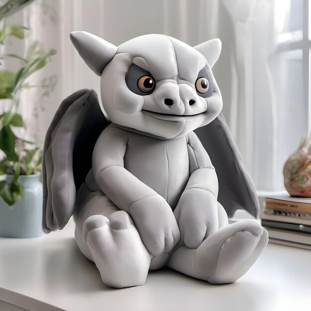 PSD miękka zabawka plush gargoyle na przezroczystym tle psd