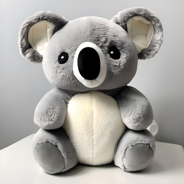 PSD miękka zabawka plush grey koala na przezroczystym tle psd