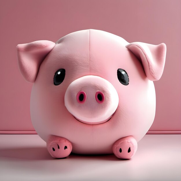 PSD miękka zabawka plush pink pig na przezroczystym tle psd