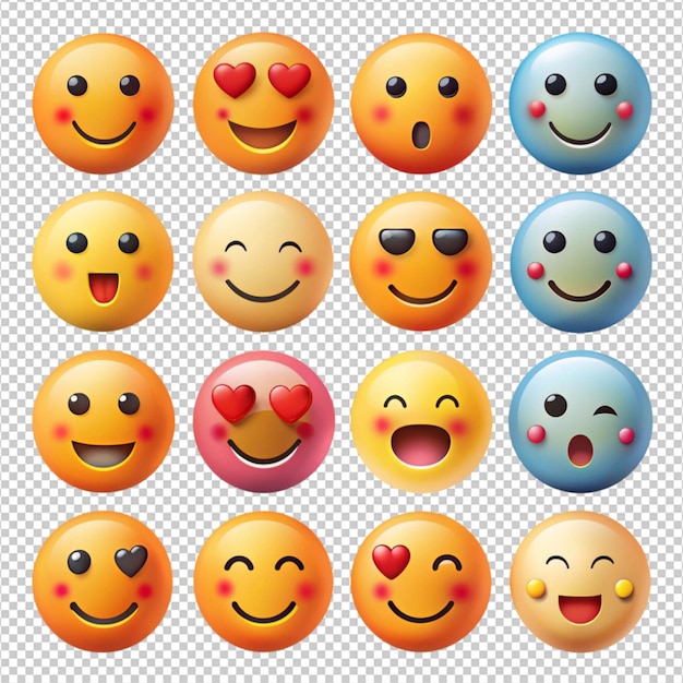 mieszane emoji na białym tle