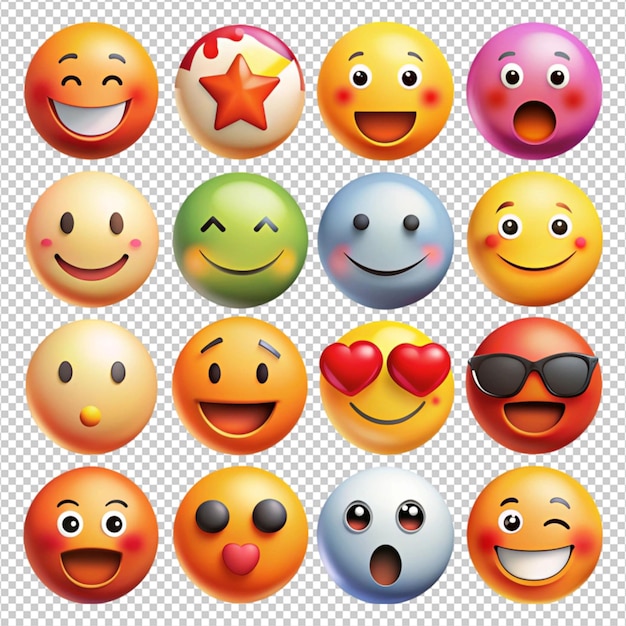 mieszane emoji na białym tle