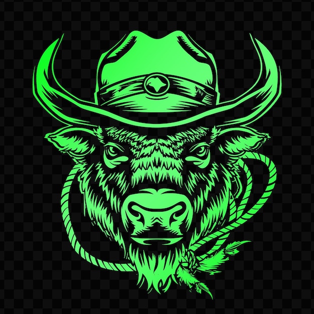 PSD mighty bison animal mascot logo met american old west cowbo psd vector t-shirt tattoo ink art