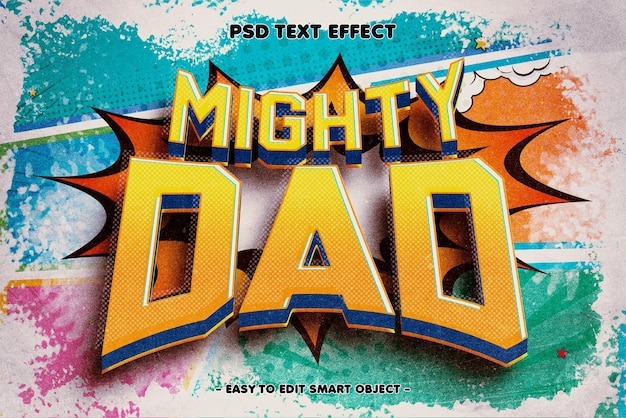 mighty dad text editable 3d style effect