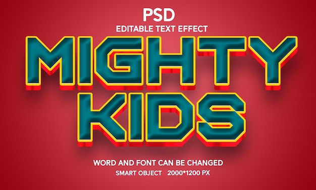 Mighty Kids 3d 편집 가능한 Psd 텍스트 효과