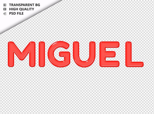 PSD miguel typography red text glosy glass psd transparent