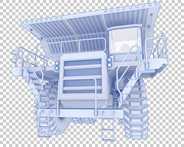 Mijnvrachtwagen op transparante achtergrond 3d teruggevende illustratie