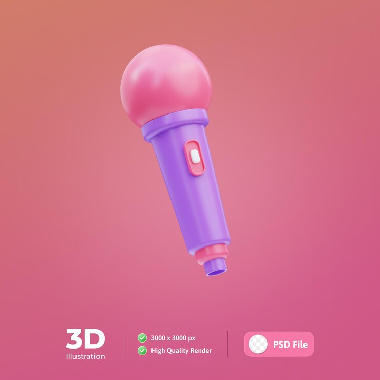 PSD mikrofon doğum günü 3d i̇llüstrasyon