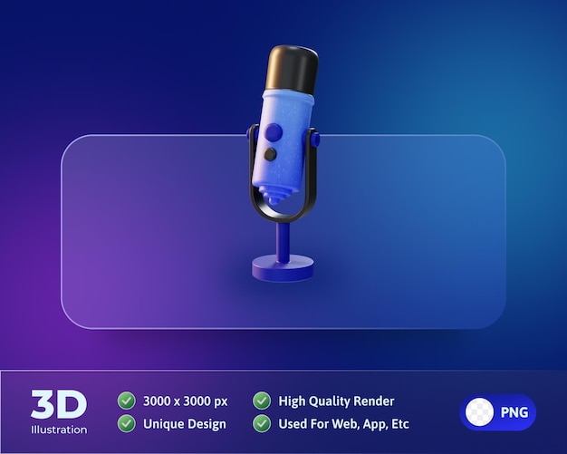 PSD mikrofon urządzenie elektroniczna ikona ilustracja 3d