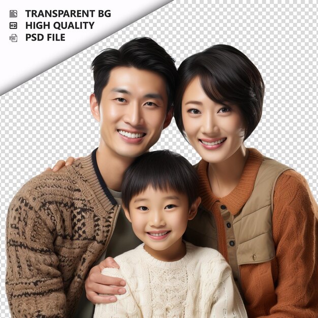 Miła Rodzina Azjatycka W Stylu Ultra Realistycznym Na Białym Tle