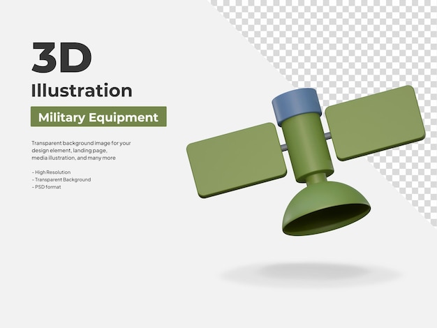 PSD militaire ruimte satelliet 3d pictogram militaire uitrusting illustratie