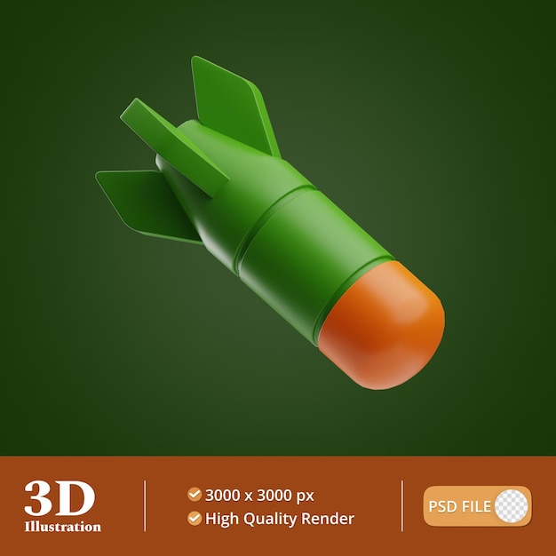 PSD 군사 원자 폭탄 그림 3d