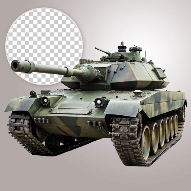 PSD military battle tank on transparent background