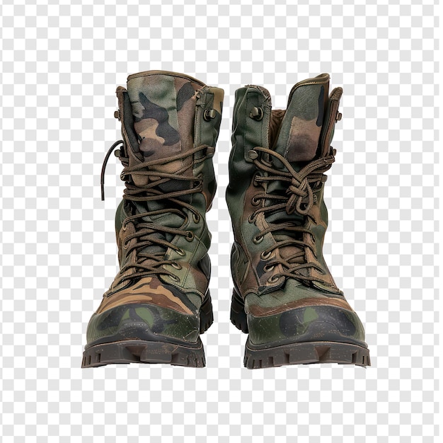 PSD military combat boots on transparency background png