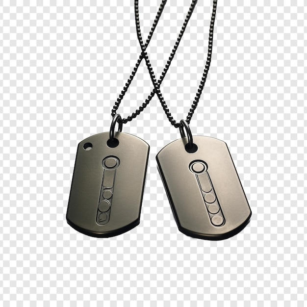 PSD military dog tags jewellery isolated on transparent background