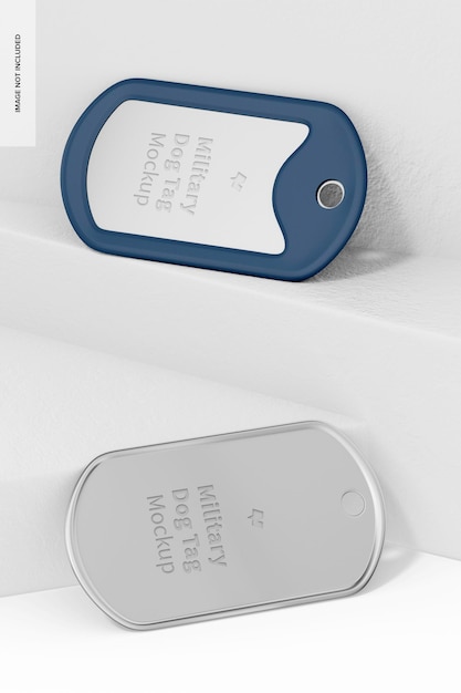 Military Dog Tags Mockup Leaned