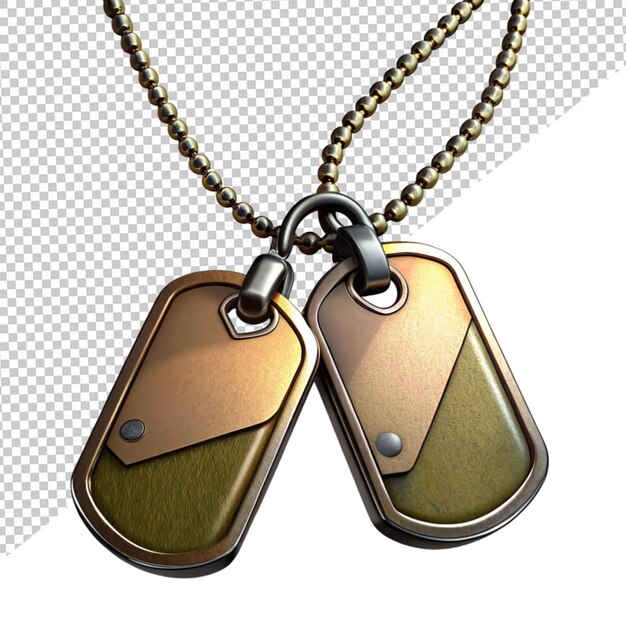 PSD military dog tags on transparent background