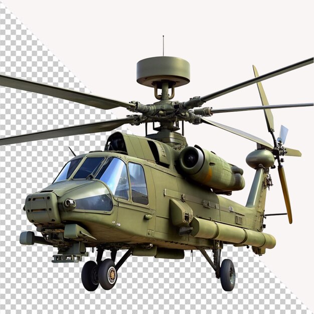 PSD military helicopter on transparent background