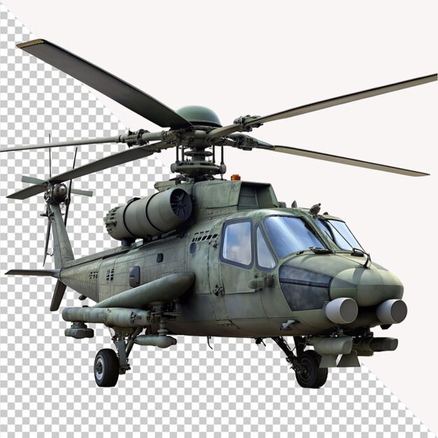 PSD military helicopter on transparent background