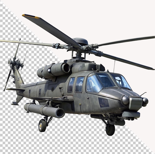 PSD military helicopter on transparent background