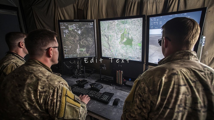 PSD military personnel monitoring screens in a tactical operations center