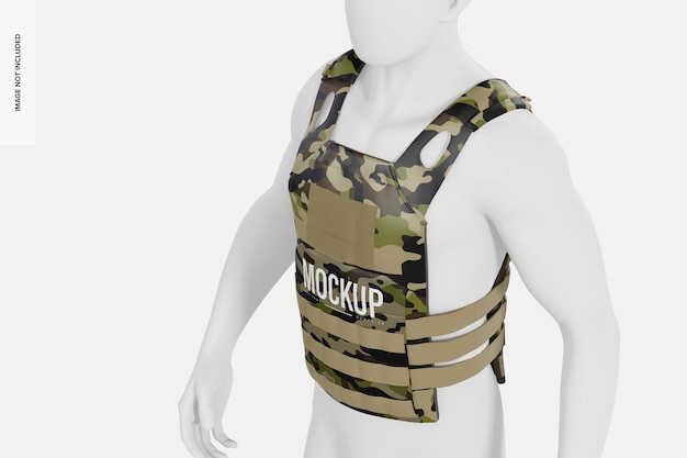 PSD military tactical vest mockup, perspective