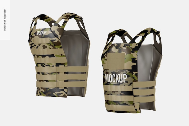 PSD military tactical vests mockup, floating