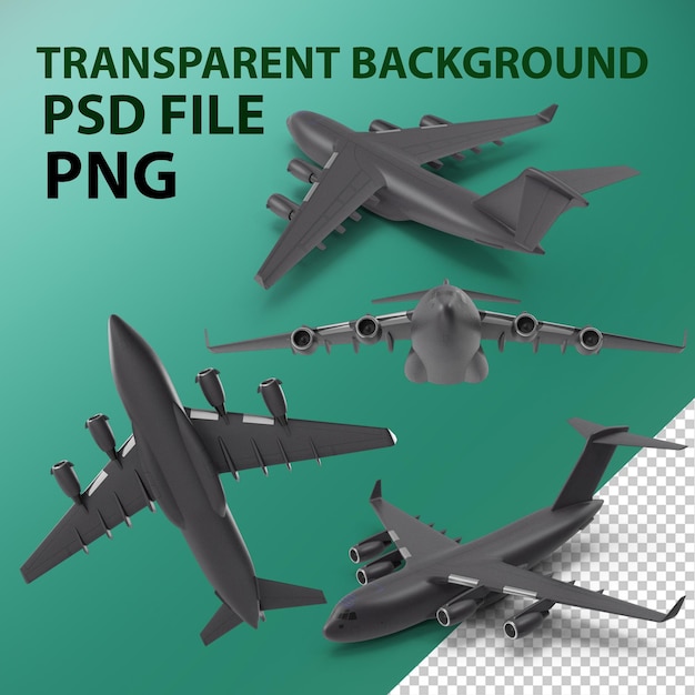 PSD military transport aircraft scale model png