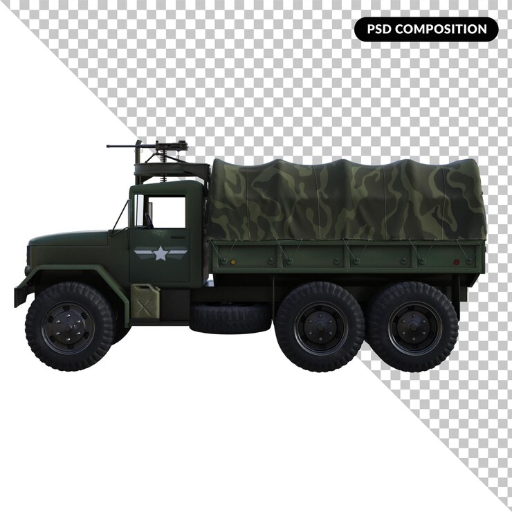 PSD военный грузовик изолирован 3d