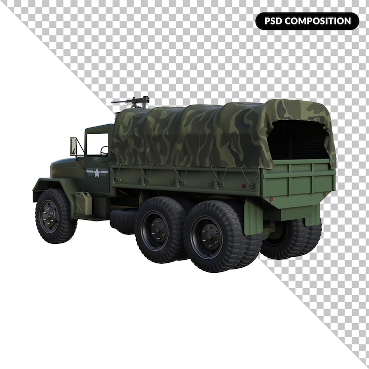 PSD военный грузовик изолирован 3d