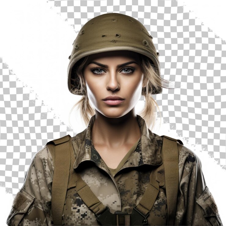 PSD military woman isolated on transparent background