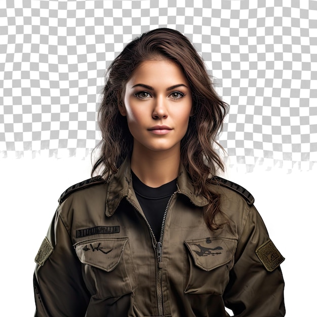 PSD military woman isolated on transparent background